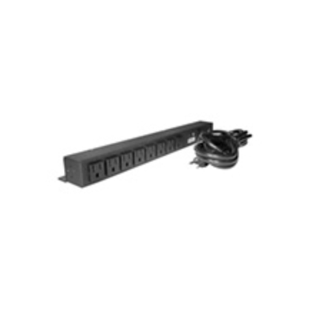 CHATSWORTH PRODUCTS CPI 8-OUTLET POWER STRIP, FOR CUBE-IT & WALL MT CABINET, 15A STD PLUG BLACK 12820-701